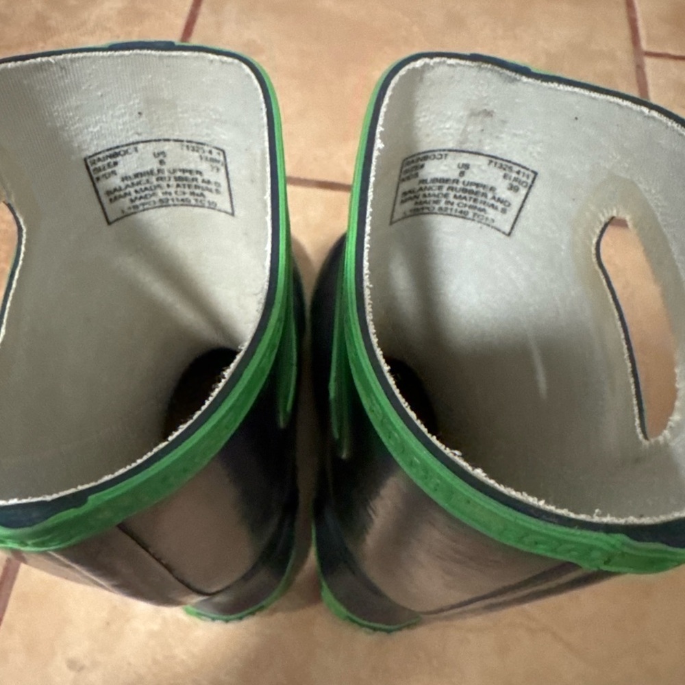 Navy and Green Rain Boots - Lightweight Waterproof - Picture 3 of 3